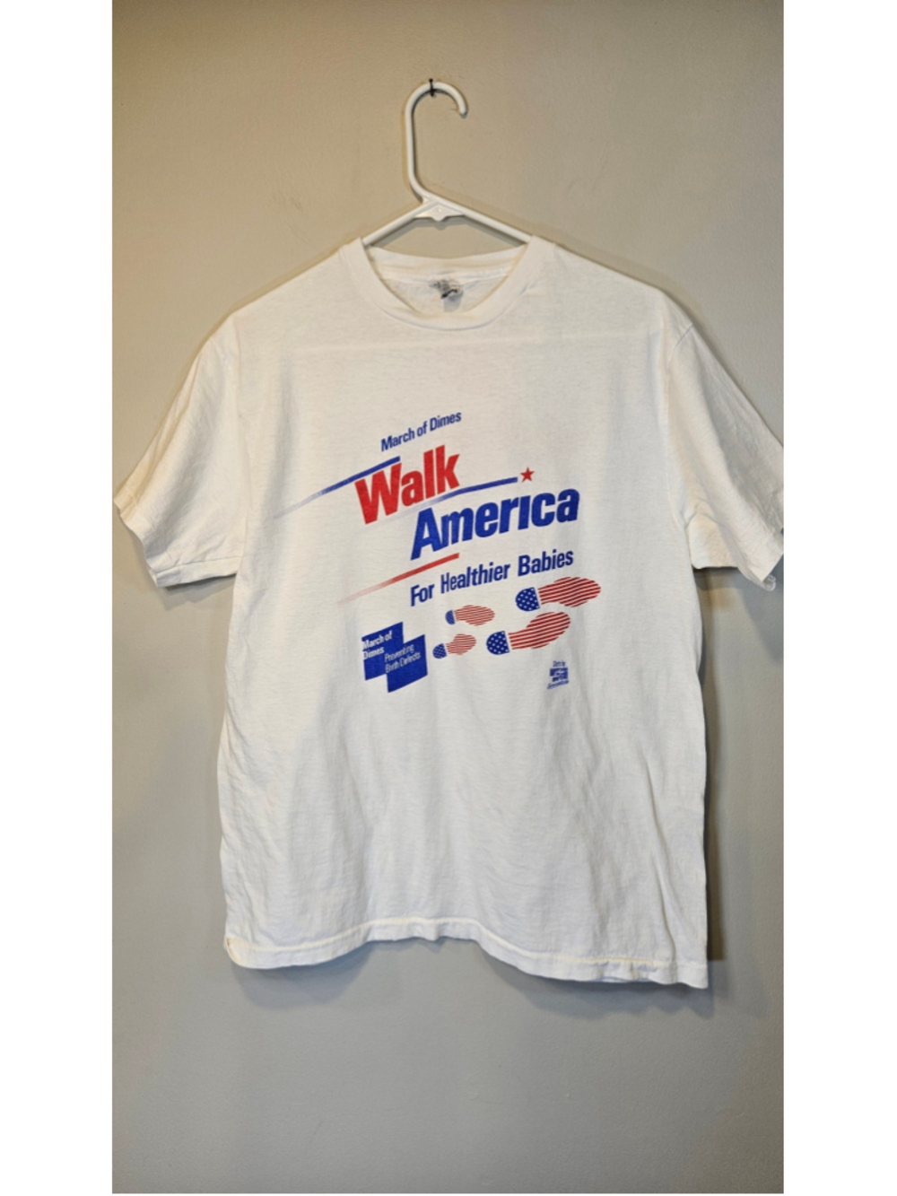 Vintage 90s March of Dimes WalkAmerica Shirt L USA Hanes Single Stitch Tee